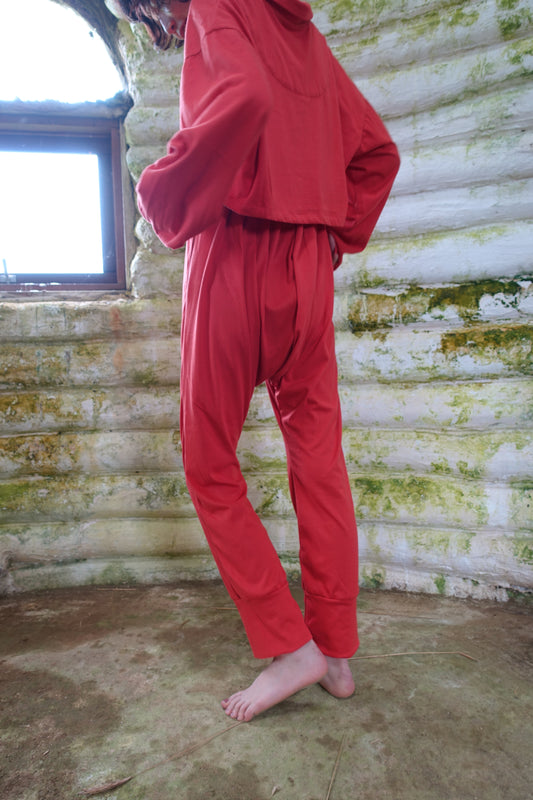 tuck long pants  red